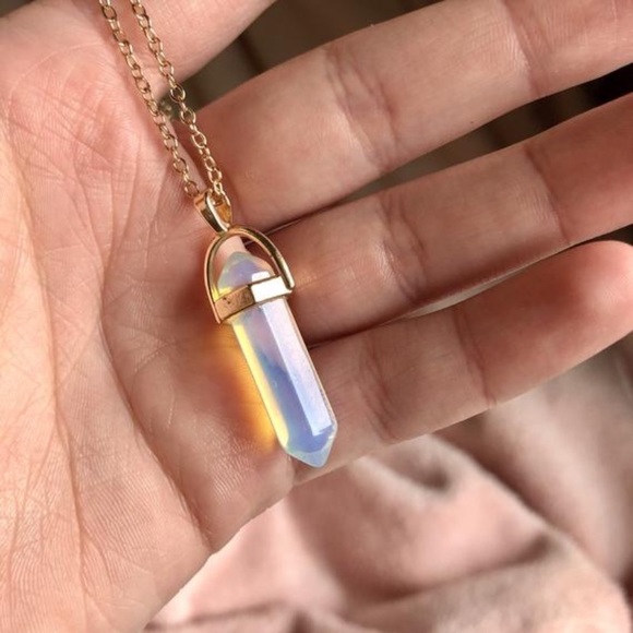 Crystal Gemstone Gold Chain Necklace - Picture 1 of 9